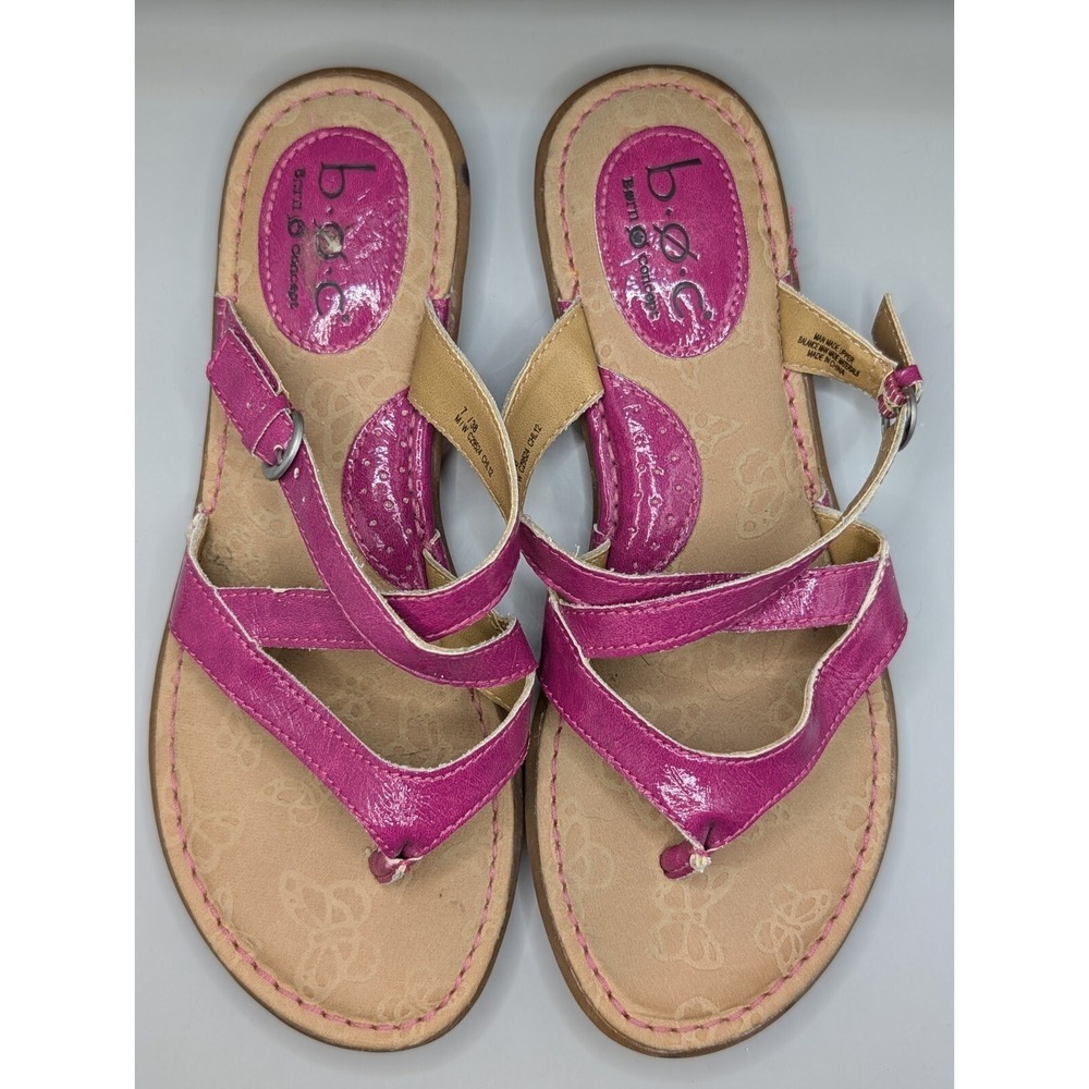b.o.c. Born Concept Pink Faux Patent Leather Thong Sandals Size 7